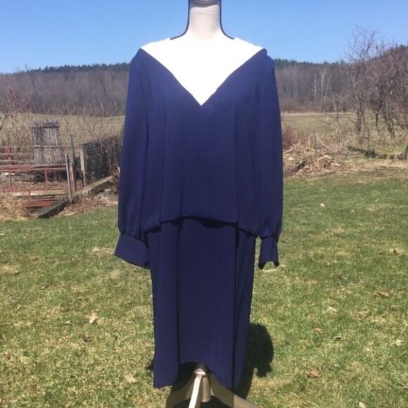 Sears Vintage Navy White Size 16p Petite Nautical Dress Blue Button Cute Unique - Picture 1 of 8
